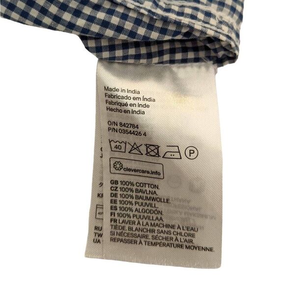 H&M L.O.G.G. MENS SIZE MED  BLUE & WHITE  CHECK LONG SLEEVE BUTTON DOWN SHIRT - Picture 6 of 11